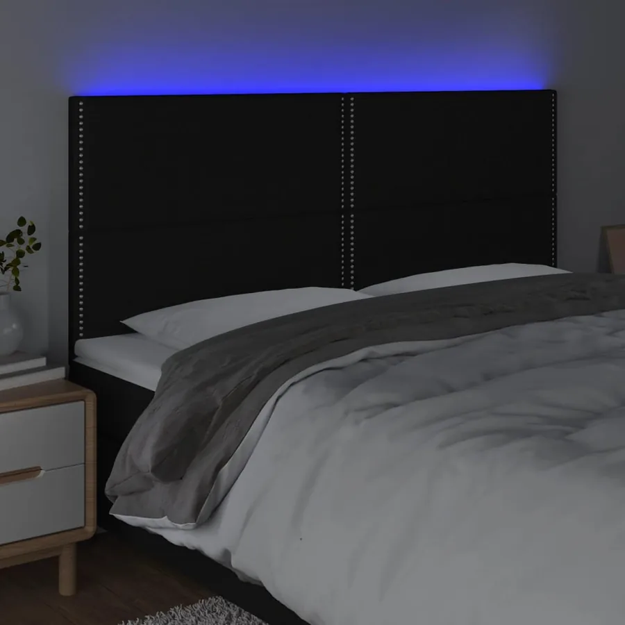 Tête de lit à LED Noir 200x5x118/128 cm Tissu - 3