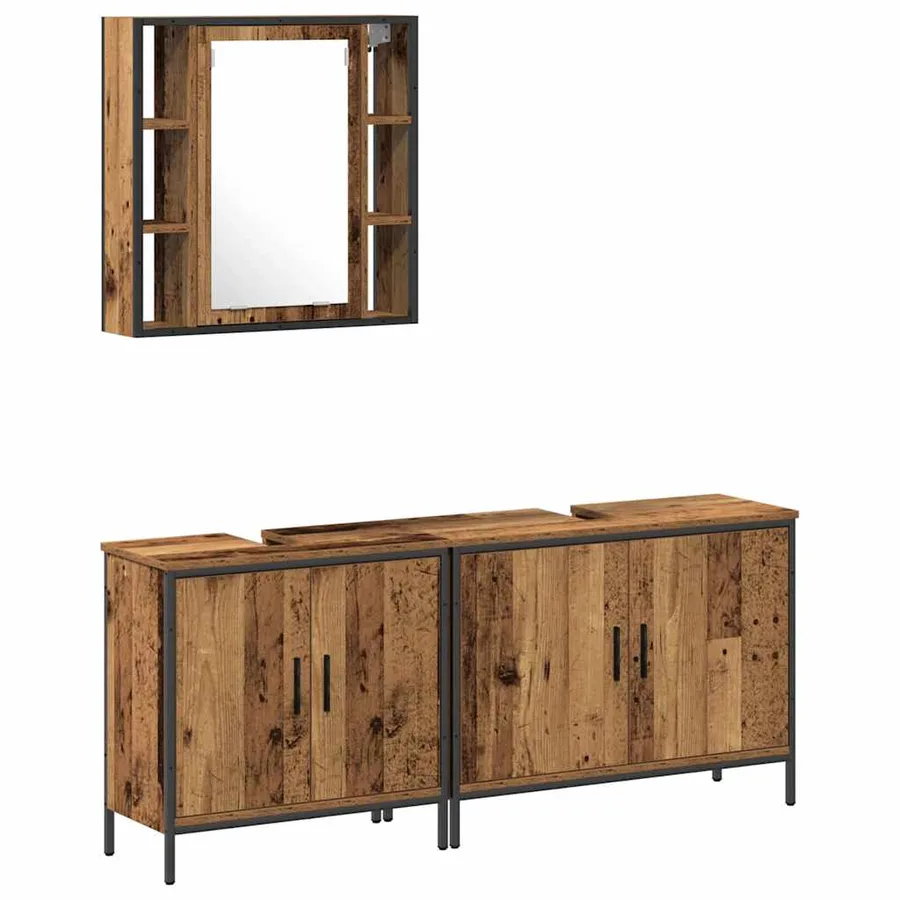 Ensemble de mobilier de salle de bain avec étagère 3 pcs Marron - 2