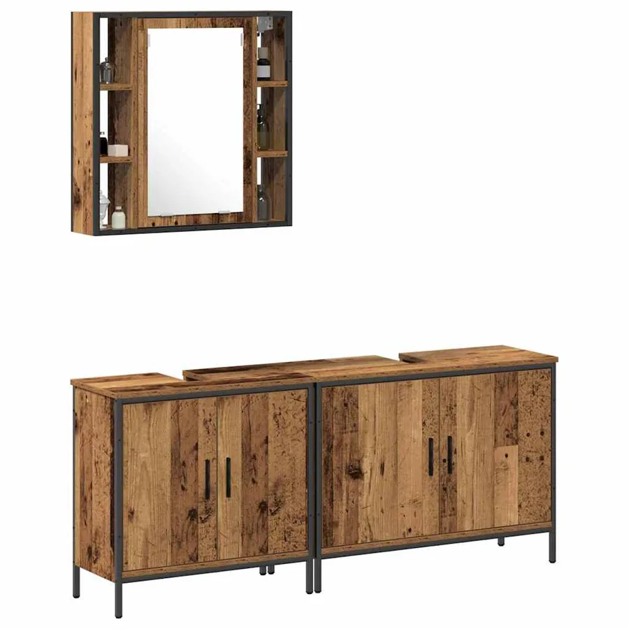 Ensemble de mobilier de salle de bain avec étagère 3 pcs Marron - 3