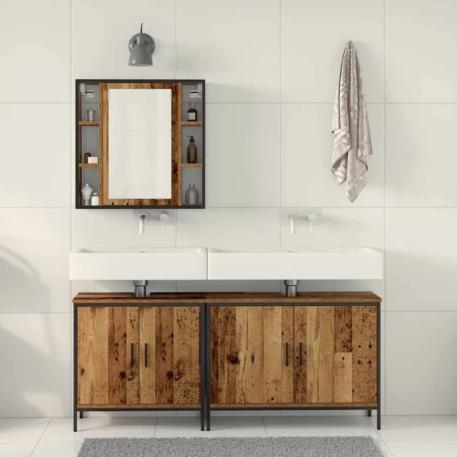 Ensemble de mobilier de salle de bain avec étagère 3 pcs Marron - 4