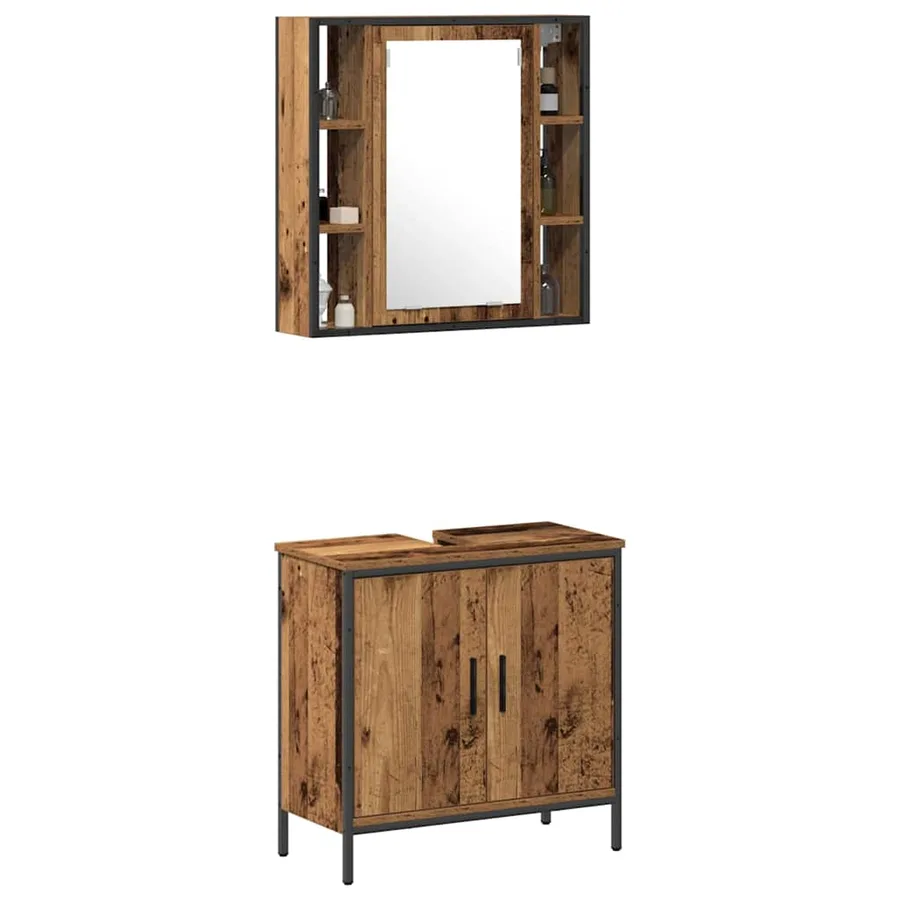 Ensemble de mobilier de salle de bain avec étagère 2 pcs Marron - 3