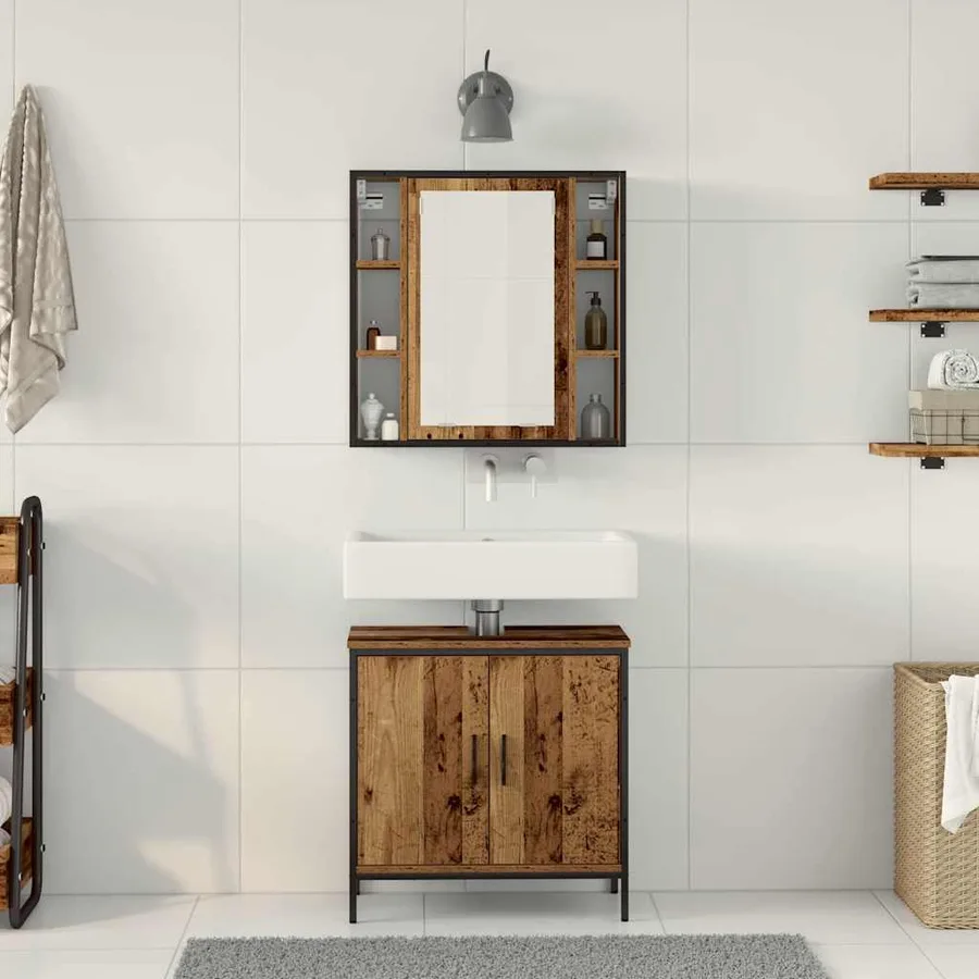 Ensemble de mobilier de salle de bain avec étagère 2 pcs Marron - 4