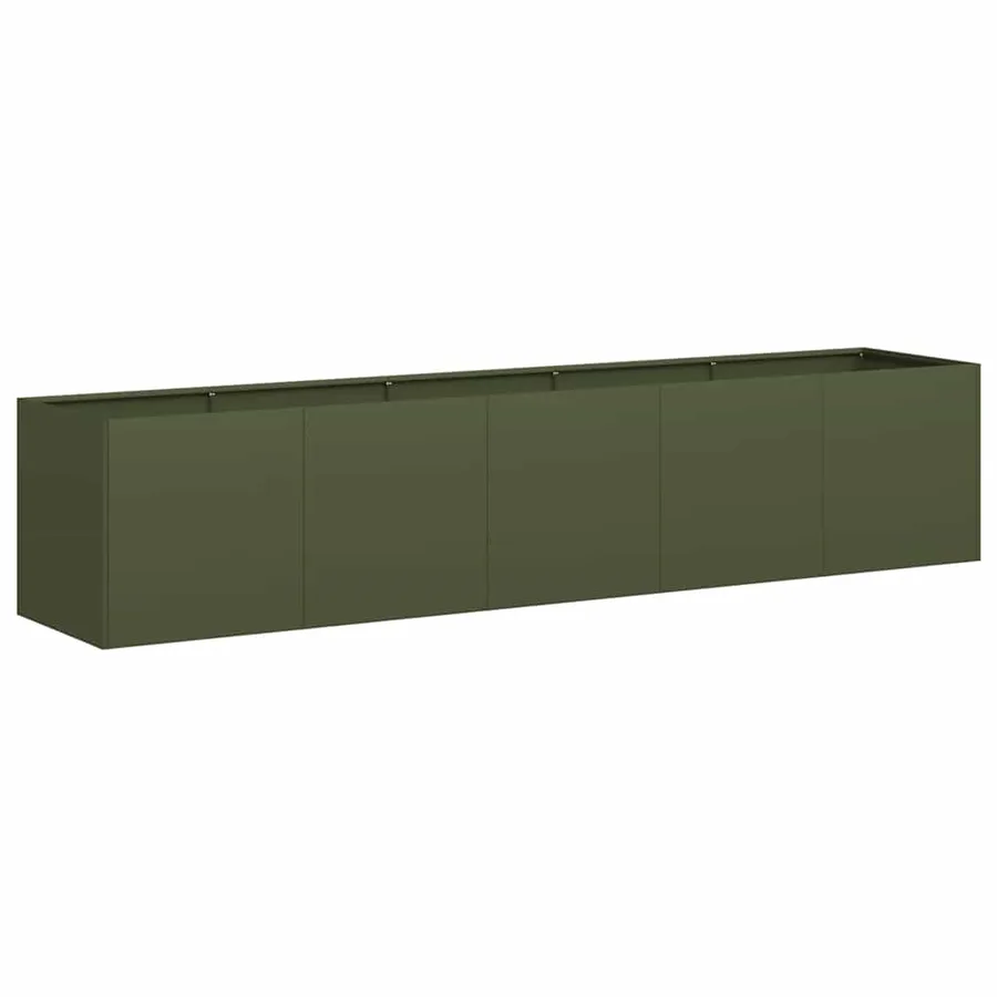 Jardinière vert olive 200x40x40 cm acier laminé à froid - 2