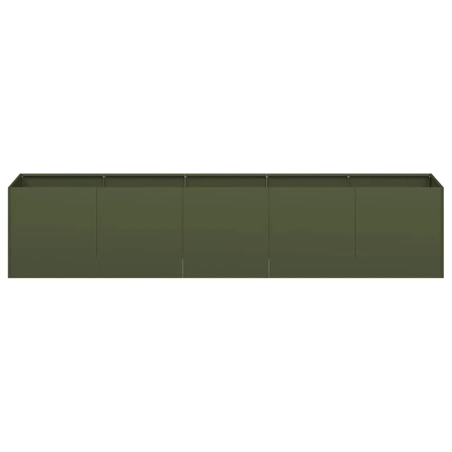 Jardinière vert olive 200x40x40 cm acier laminé à froid - 4
