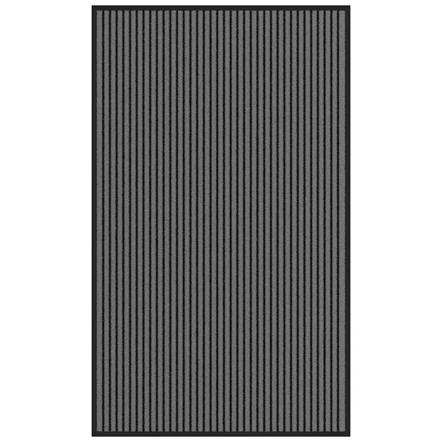 Paillasson noir et gris à rayures 90x150 cm