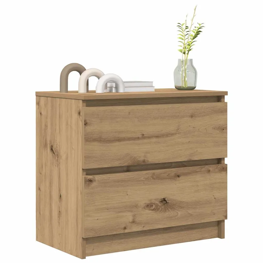 Meuble TV chêne artisanal 60x35x54 cm bois d'ingénierie - 4