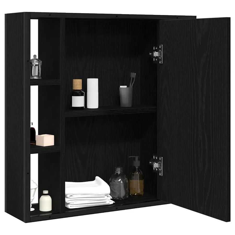 Armoire de salle de bain avec miroir Chêne noir 60 x 16 x 60 cm Bois d'ingénierie - 3
