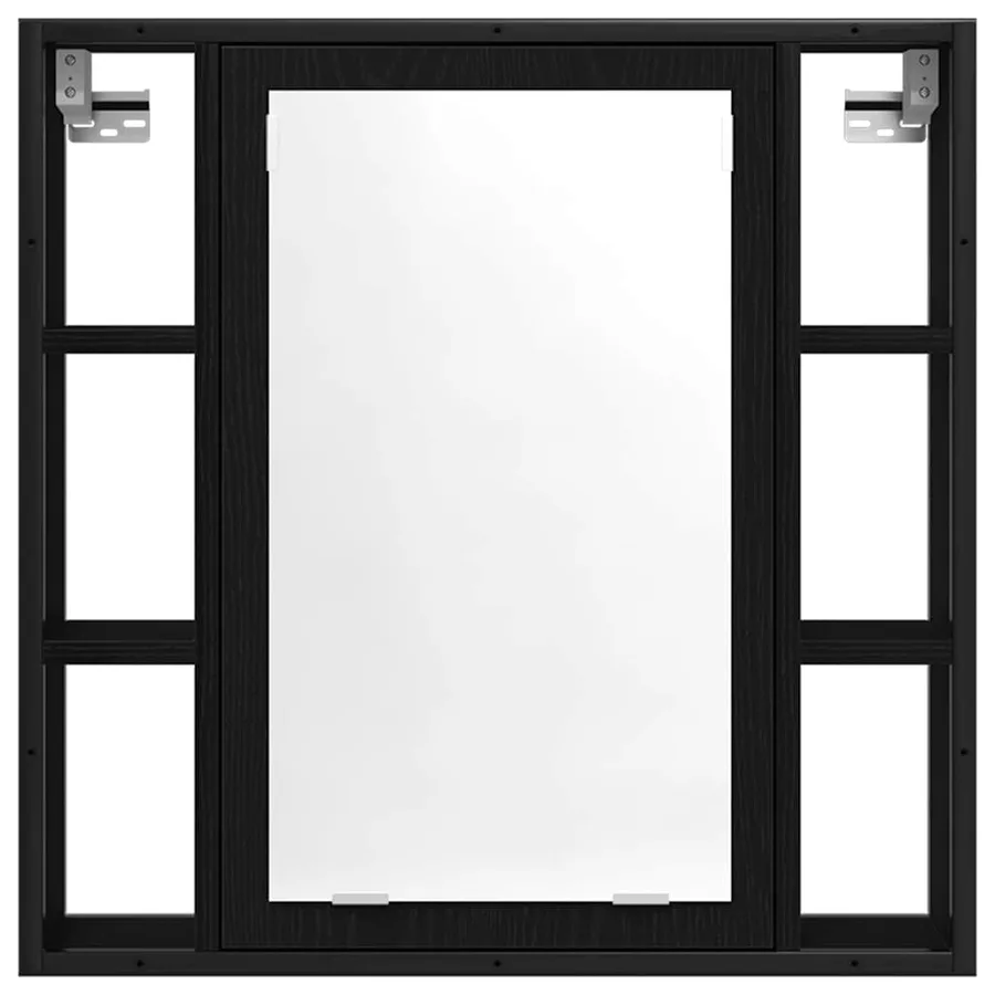 Armoire de salle de bain avec miroir Chêne noir 60 x 16 x 60 cm Bois d'ingénierie - 4