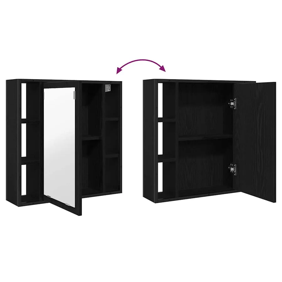 Armoire de salle de bain avec miroir Chêne noir 60 x 16 x 60 cm Bois d'ingénierie - 7