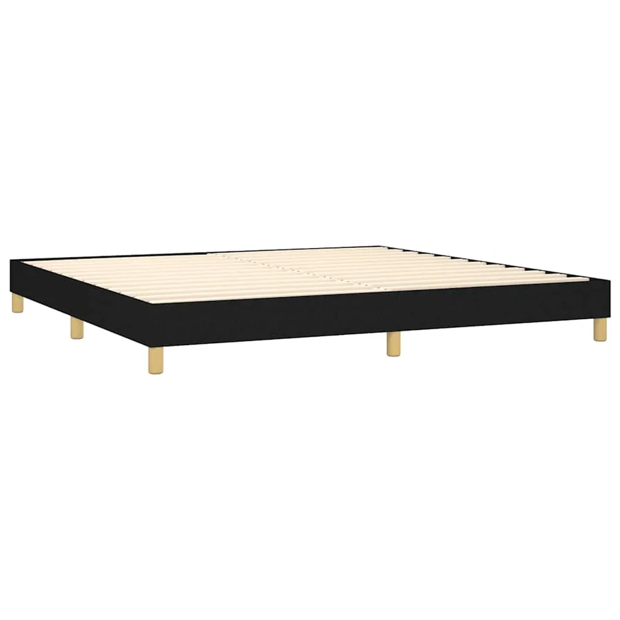 Sommier à lattes de lit et matelas et LED Noir 200x200 cm Tissu - 5