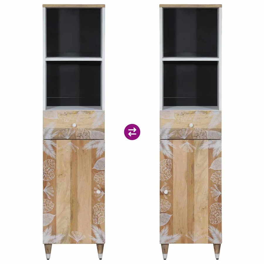 Armoire de salle de bain 38x33,5x160 cm bois massif de manguier - 6
