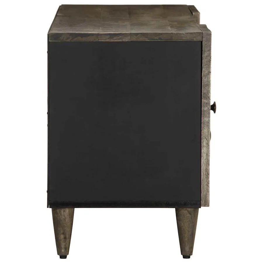 Meuble TV gris clair 105x33,5x46 cm bois massif de manguier - 4