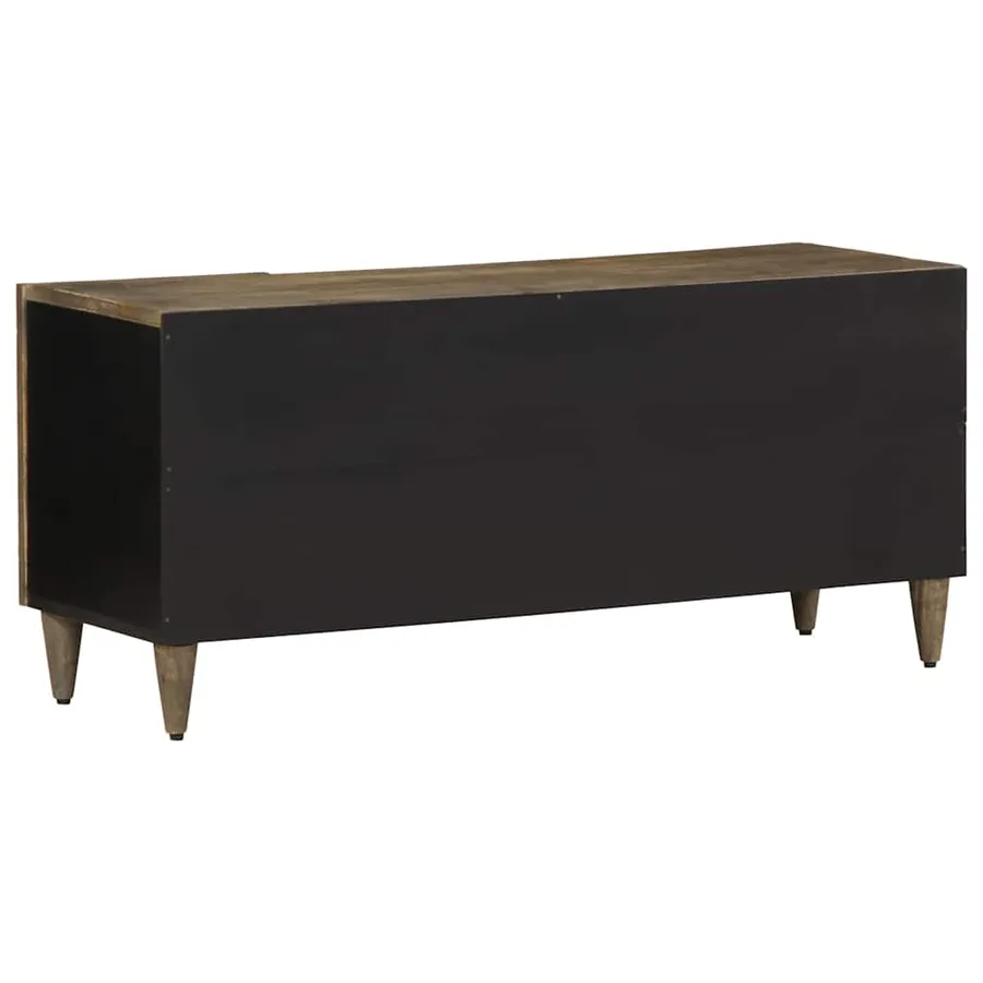 Meuble TV gris clair 105x33,5x46 cm bois massif de manguier - 5