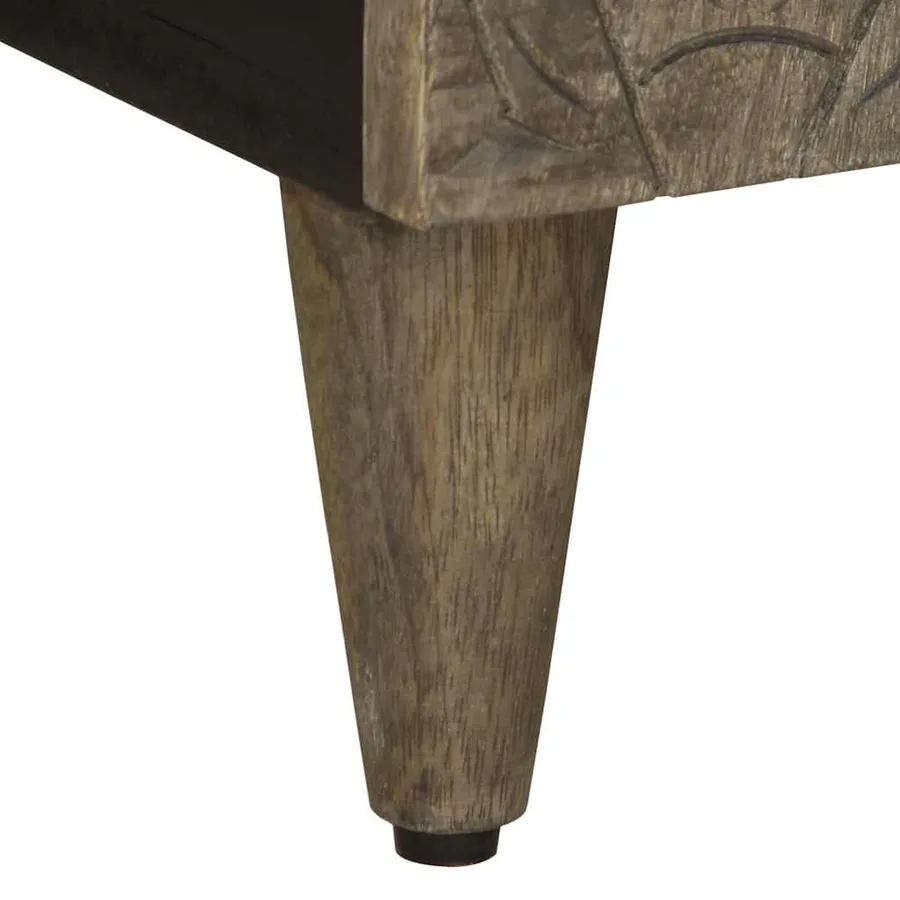 Meuble TV gris clair 105x33,5x46 cm bois massif de manguier - 8
