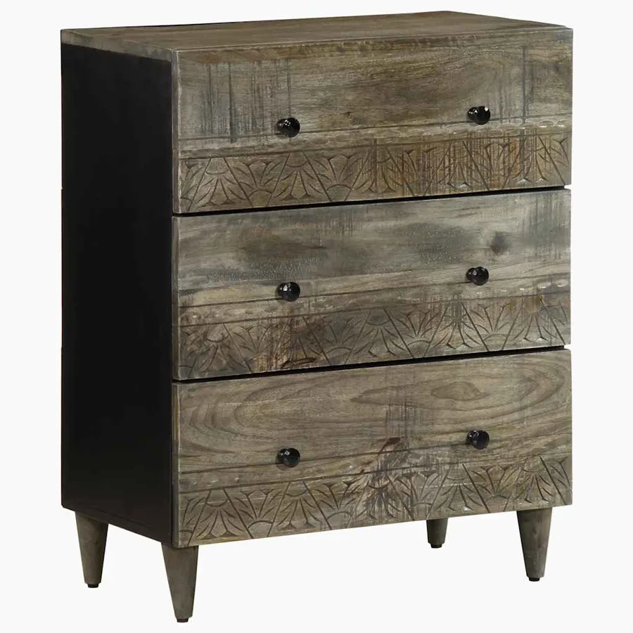 Buffets 2 pcs gris clair 60x33,5x75 cm bois de manguier massif - 2