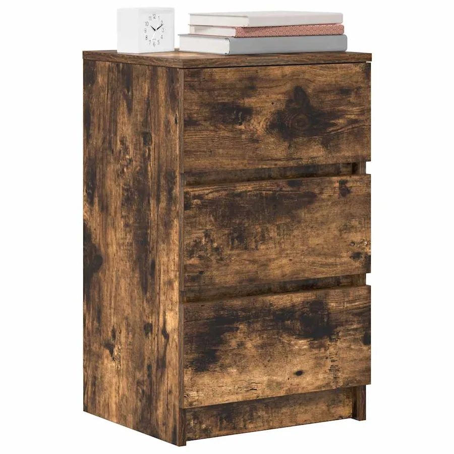 Tables de chevet avec 3 tiroirs 2 pcs chêne fumé 39x35x65 cm - 4