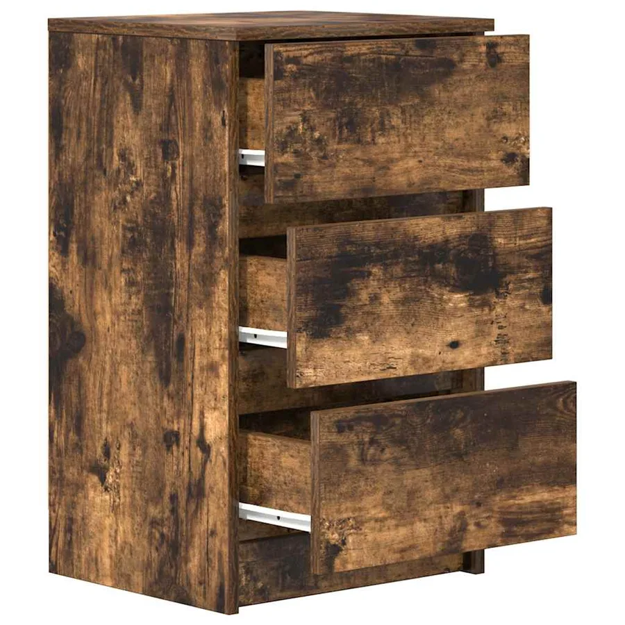 Tables de chevet avec 3 tiroirs 2 pcs chêne fumé 39x35x65 cm - 6
