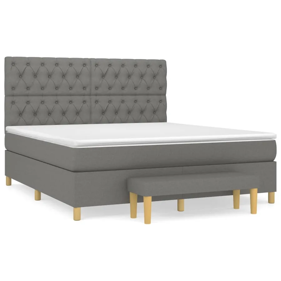 Sommier à lattes de lit avec matelas Gris foncé 160x200cm Tissu - 2