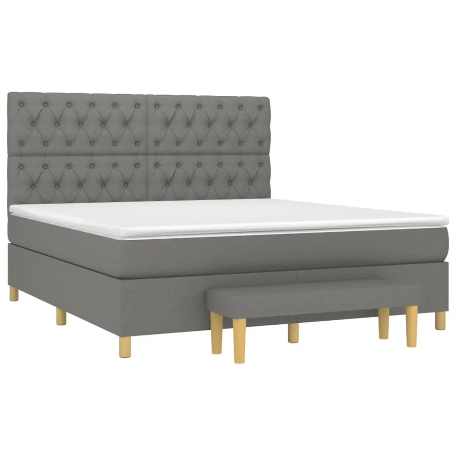 Sommier à lattes de lit avec matelas Gris foncé 160x200cm Tissu - 3