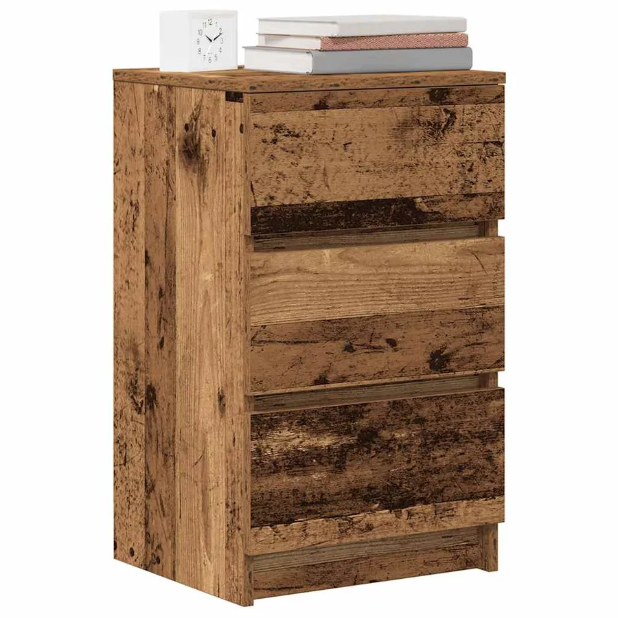Tables de chevet avec 3 tiroirs 2 pcs vieux bois 39x35x65 cm - 4