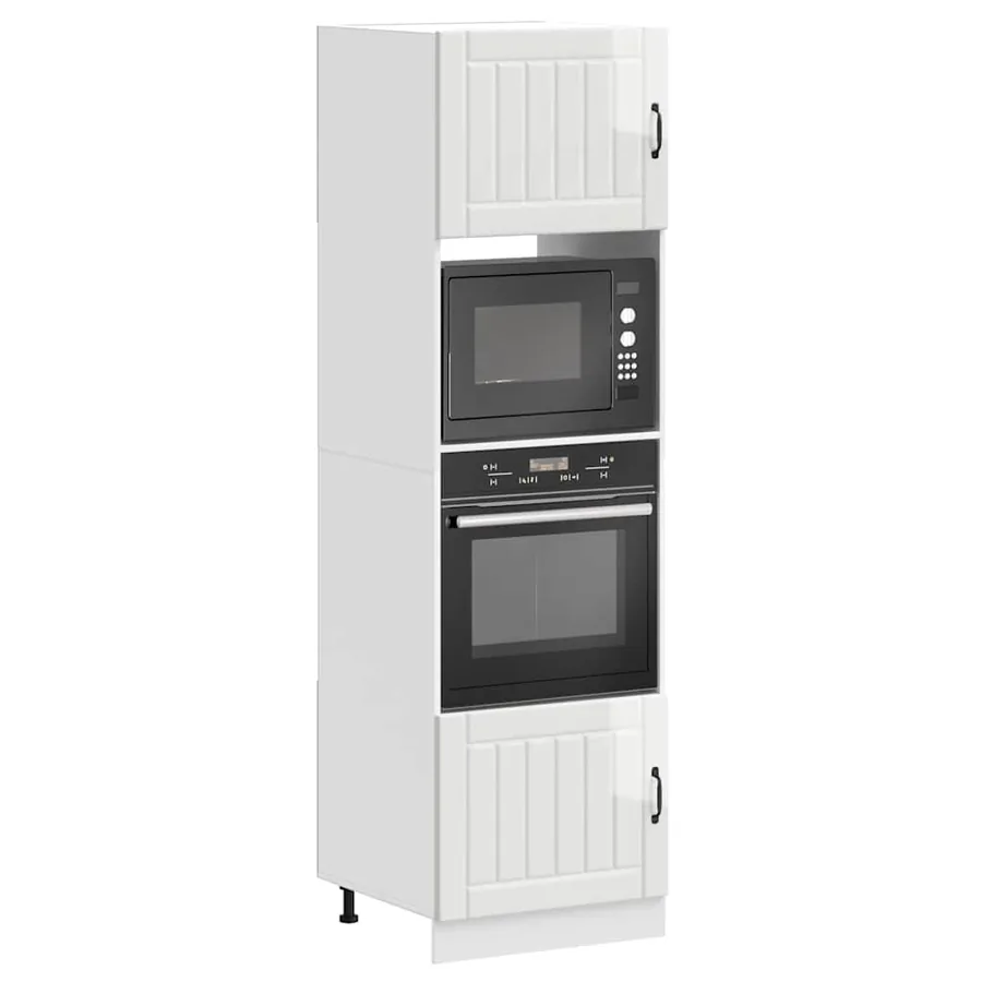 Armoires de four 2 pièces "Lucca" Bois d'ingénierie blanc brillant