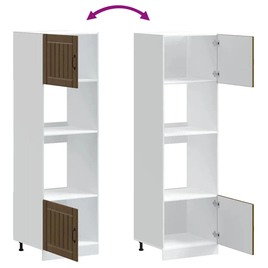 Armoires de four 2 pièces "Lucca" en bois d'ingénierie chêne brun - 8