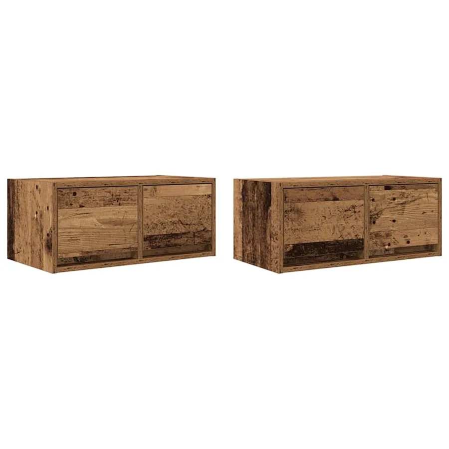 Meubles TV 2 pcs vieux bois 60x31x25,5 cm bois d'ingénierie - 2