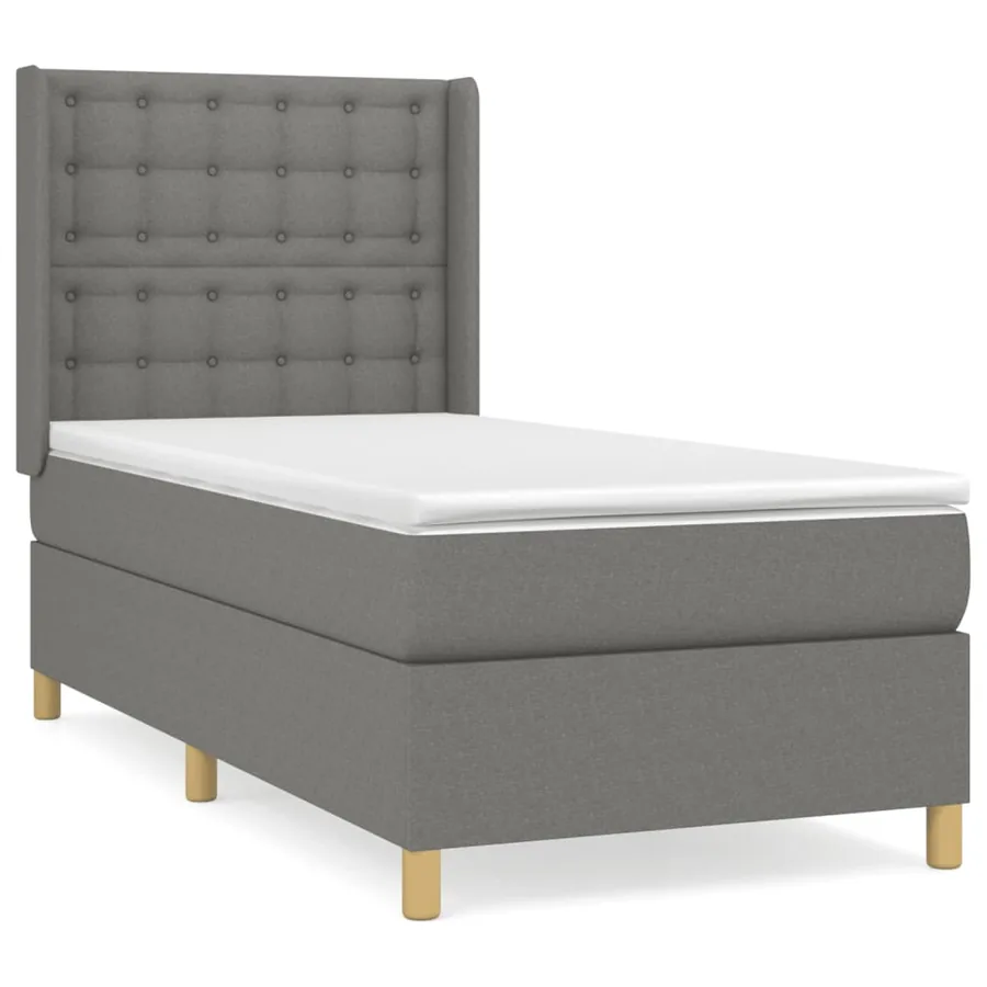 Sommier à lattes de lit avec matelas Gris foncé 100x200cm Tissu - 2