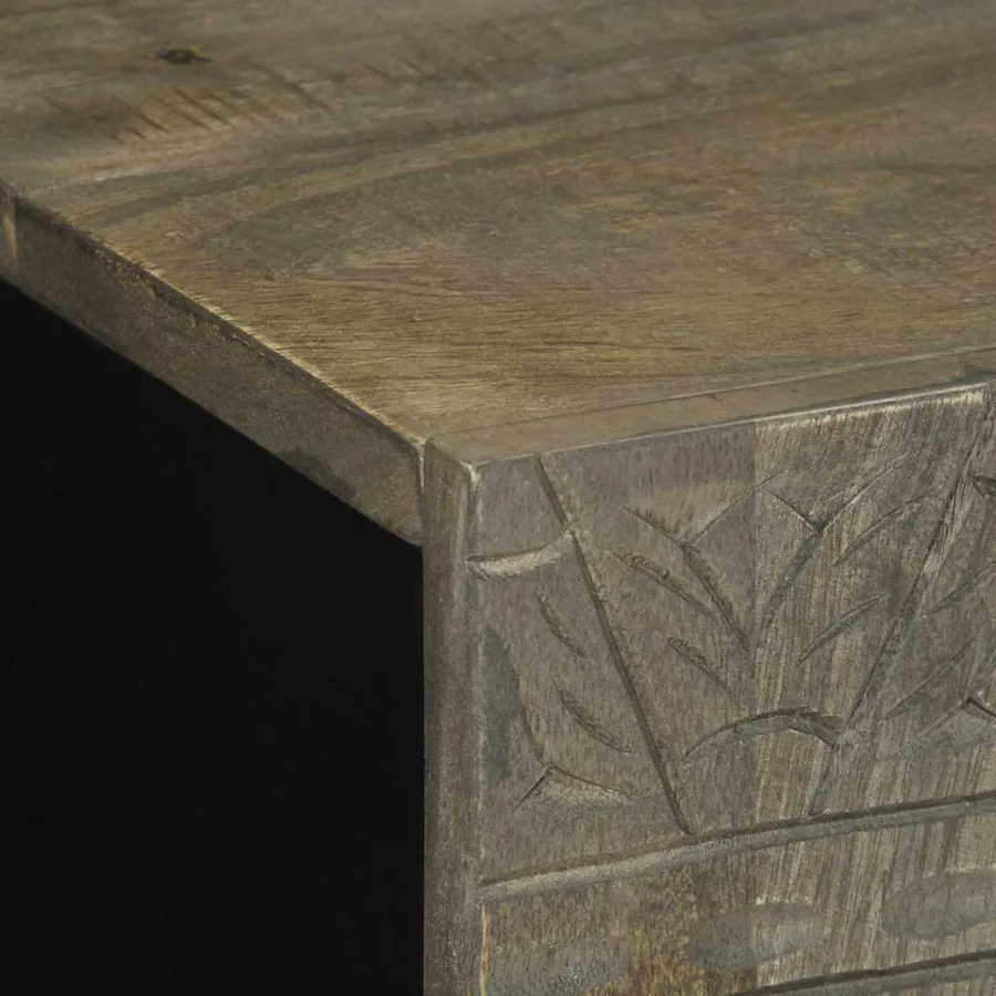 Buffet gris clair 60x33,5x75 cm bois de manguier massif - 6
