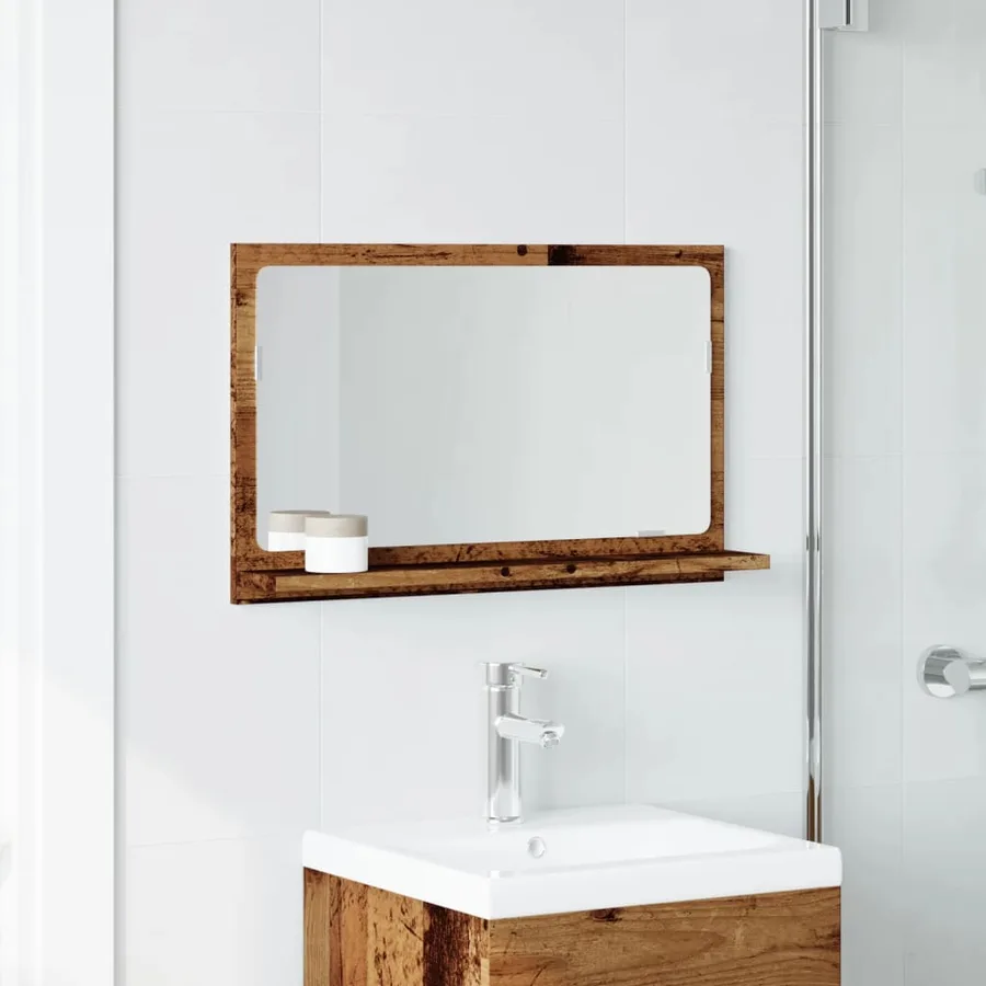 Armoire à miroir de salle de bain vieux bois bois d'ingénierie - 3