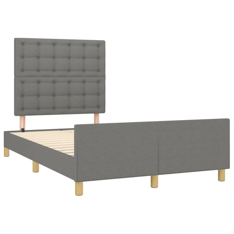 Cadre de lit sans matelas gris foncé 120x200 cm tissu - 4
