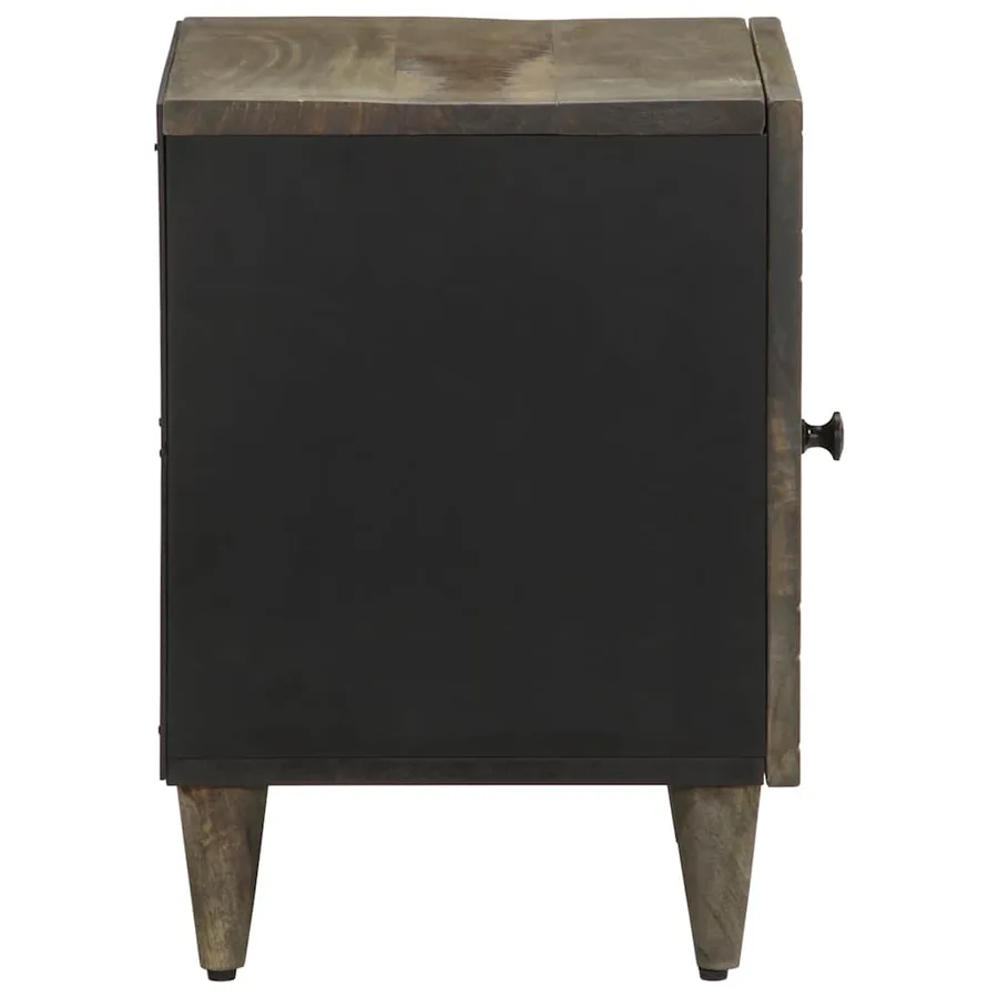 Tables chevet 2 pcs gris clair 40x33x46 cm bois manguier solide - 5
