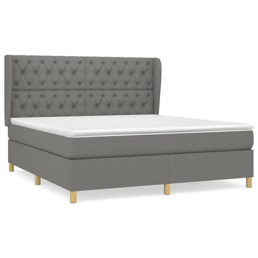 Sommier à lattes de lit avec matelas Gris foncé 160x200cm Tissu - 2