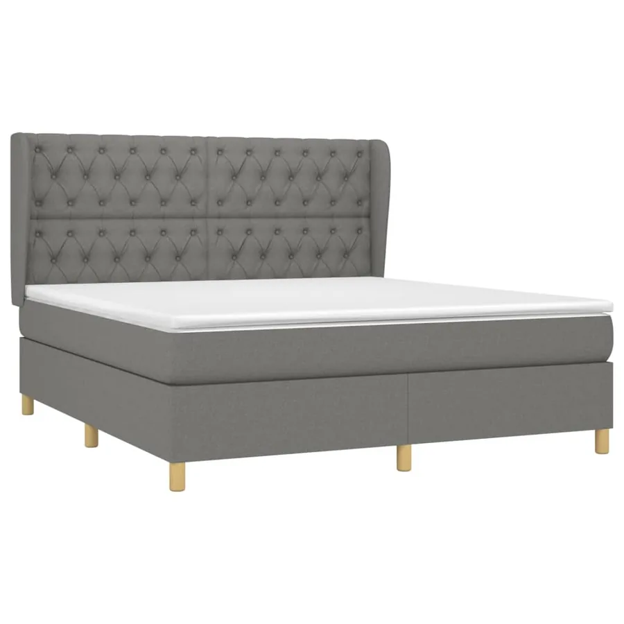 Sommier à lattes de lit avec matelas Gris foncé 160x200cm Tissu - 3