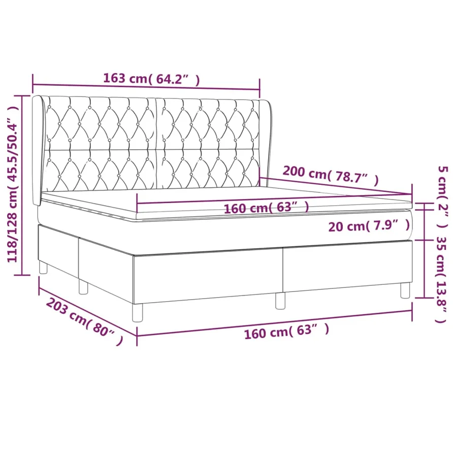 Sommier à lattes de lit avec matelas Gris foncé 160x200cm Tissu - 7
