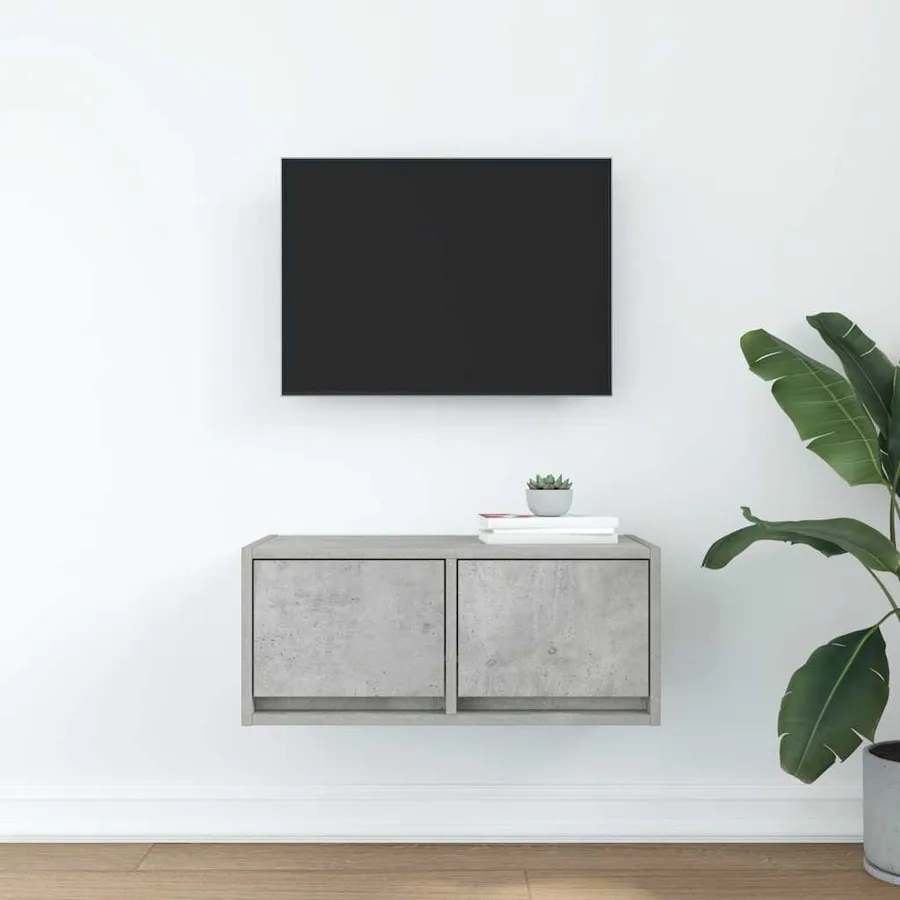 Meuble TV gris béton 60x31x25,5 cm bois d'ingénierie - 3