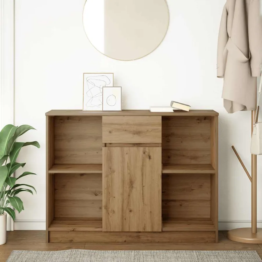 Buffet avec tiroir chêne artisanal 101x35x76 cm bois ingénierie - 3