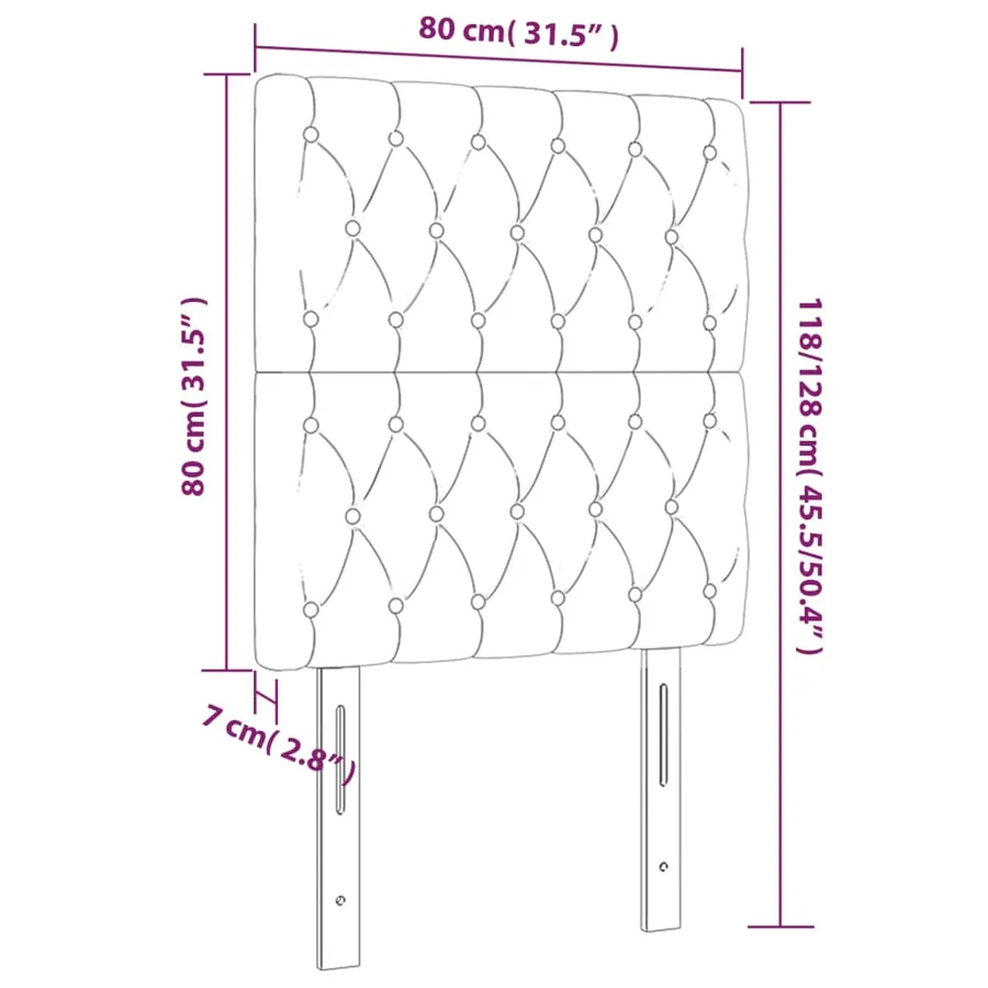 Tête de lit Gris foncé 80x7x118/128 cm Tissu - 8
