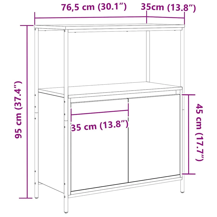 Meuble de salle de bain et étagères chêne sonoma 76,5x35x95 cm - 13