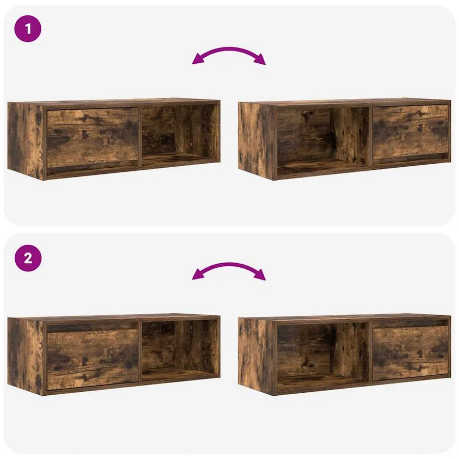 Meubles TV 2 pcs chêne fumé 80x31x25,5 cm bois d'ingénierie - 10