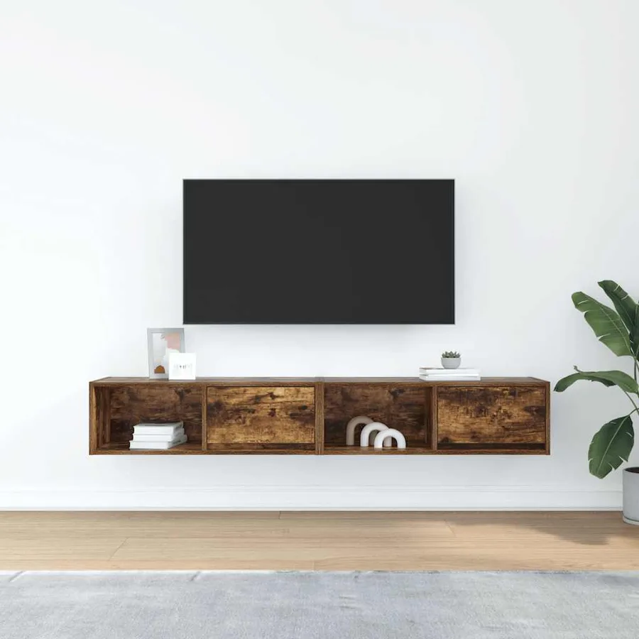 Meubles TV 2 pcs chêne fumé 80x31x25,5 cm bois d'ingénierie - 3