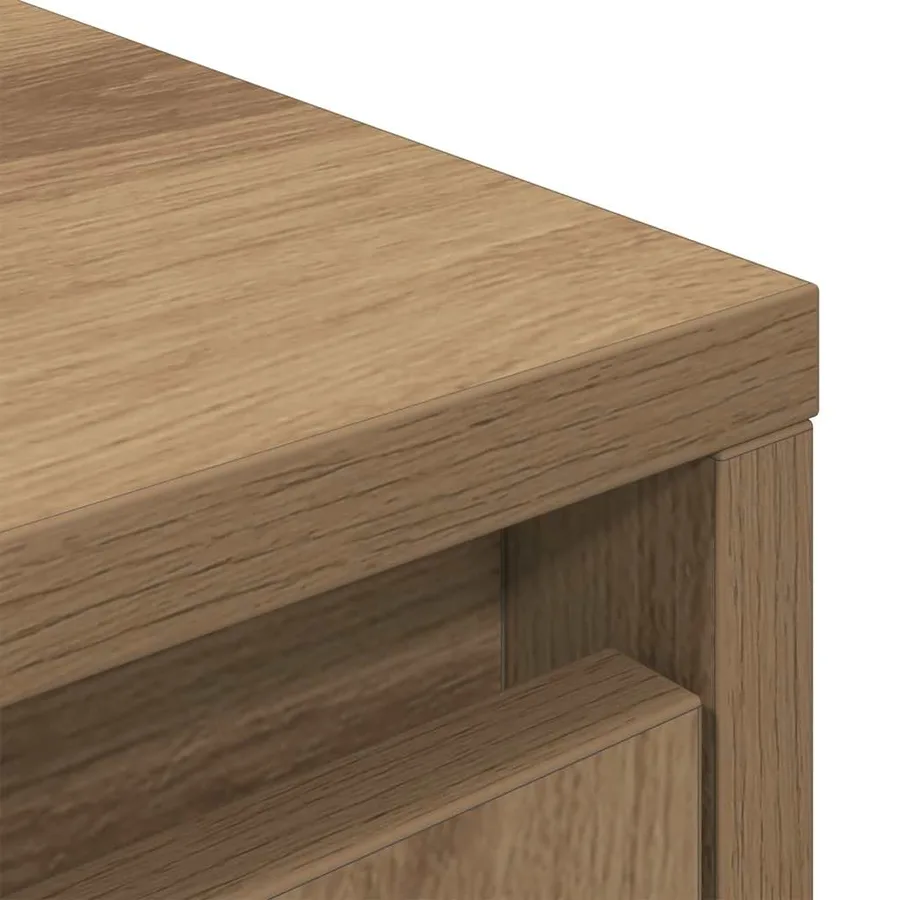Buffet haut chêne artisanal 29,5x34x119,5 cm bois d'ingénierie - 10