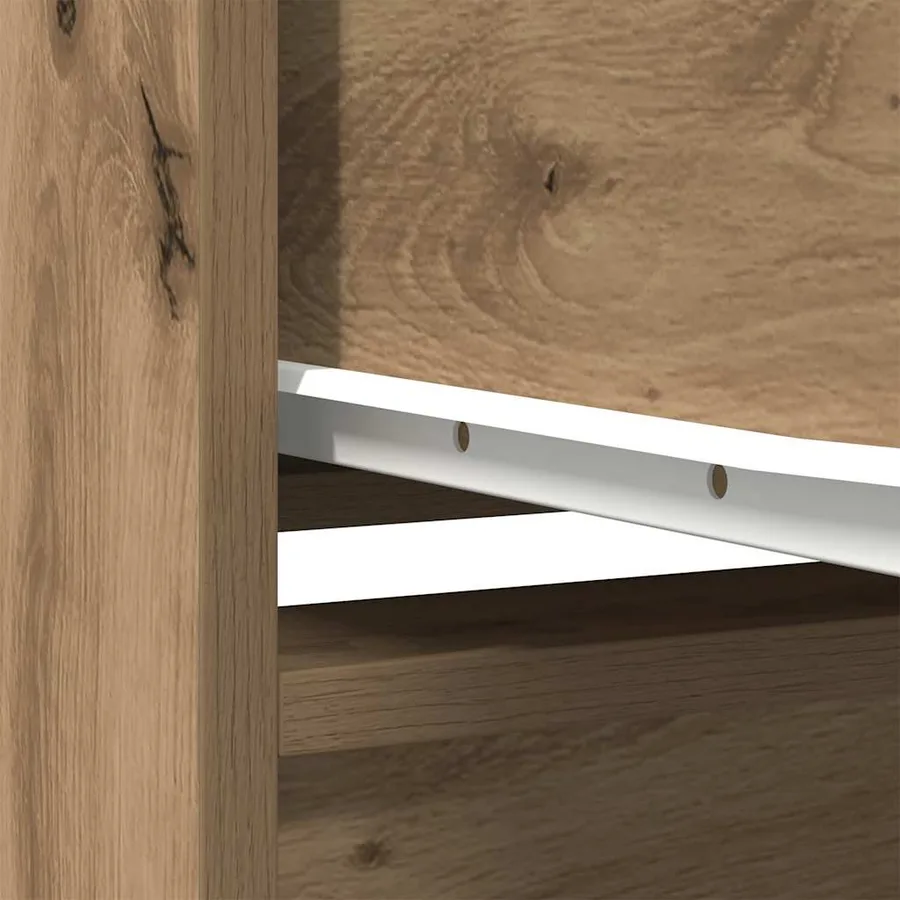 Buffet haut chêne artisanal 29,5x34x119,5 cm bois d'ingénierie - 11