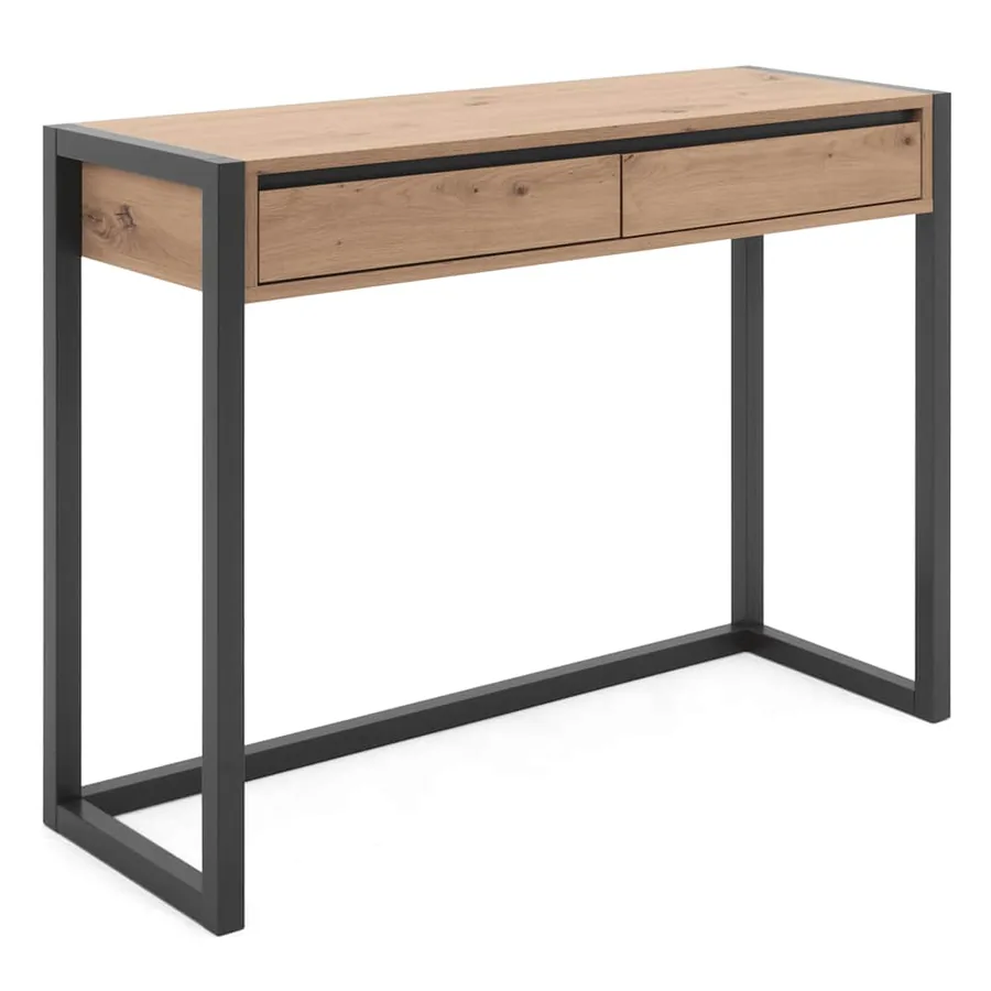 Finori Table console Denver 44 Chêne artisanal et gris anthracite - 3