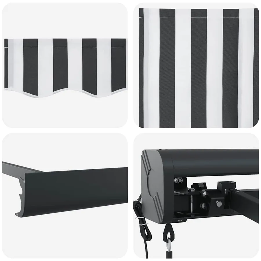Auvent rétractable anthracite et blanc 4,5x3 m tissu/aluminium - 9