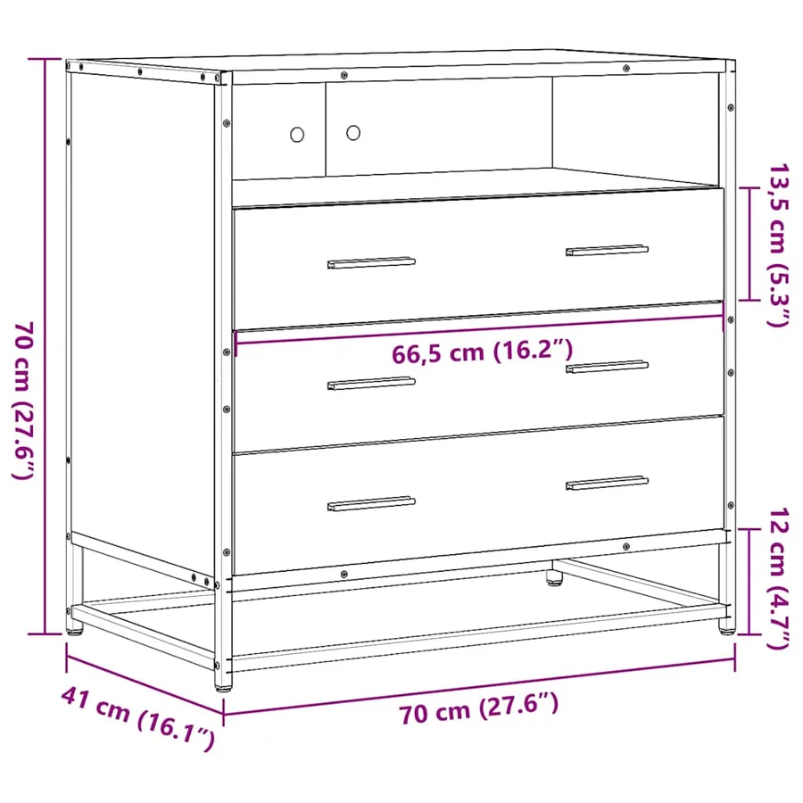 Commode chêne sonoma 70x41x70 cm bois d'ingénierie - 10