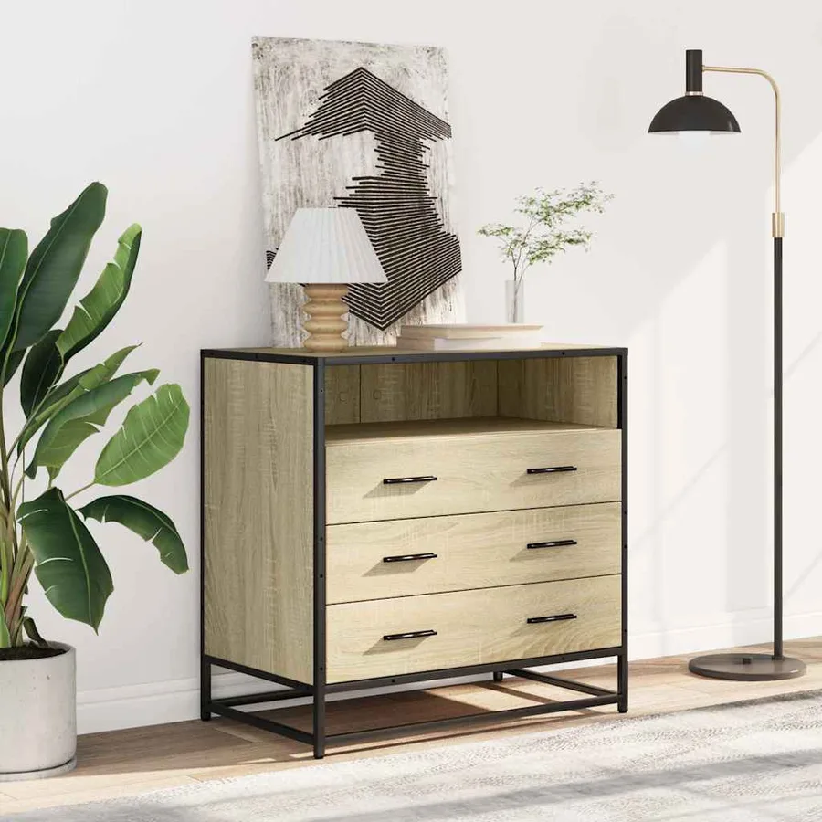 Commode chêne sonoma 70x41x70 cm bois d'ingénierie - 3