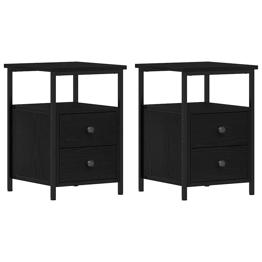 Tables de chevet 2 pièces Chêne noir 34 x 35,5 x 50 cm Bois d'ingénierie - 2