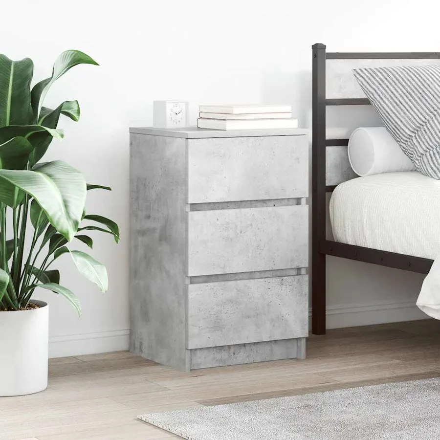 Tables de chevet avec 3 tiroirs 2 pcs gris béton 39x35x65 cm