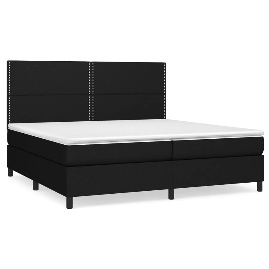 Sommier à lattes de lit avec matelas Noir 200x200 cm Tissu - 2